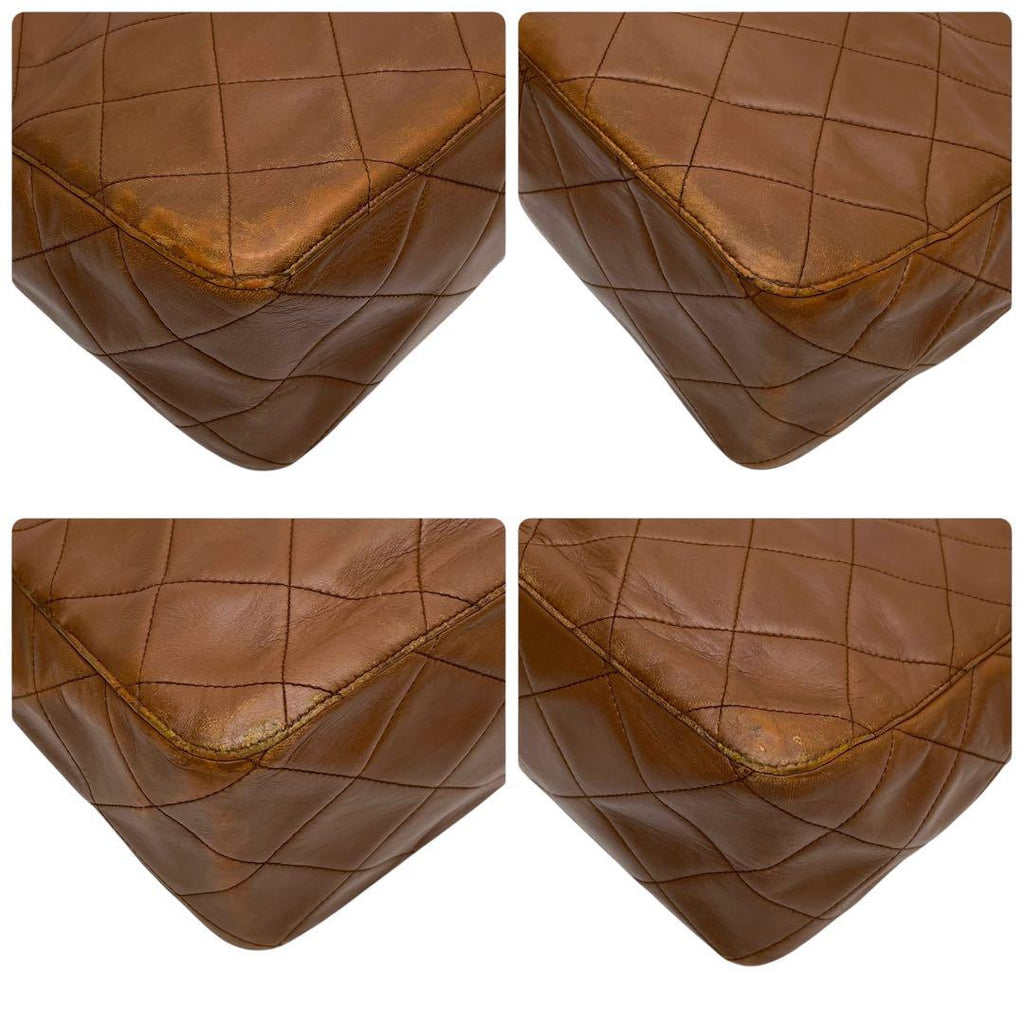 Chanel Lambskin Quilted Shoulder Bag CC Logo Brown — view 6