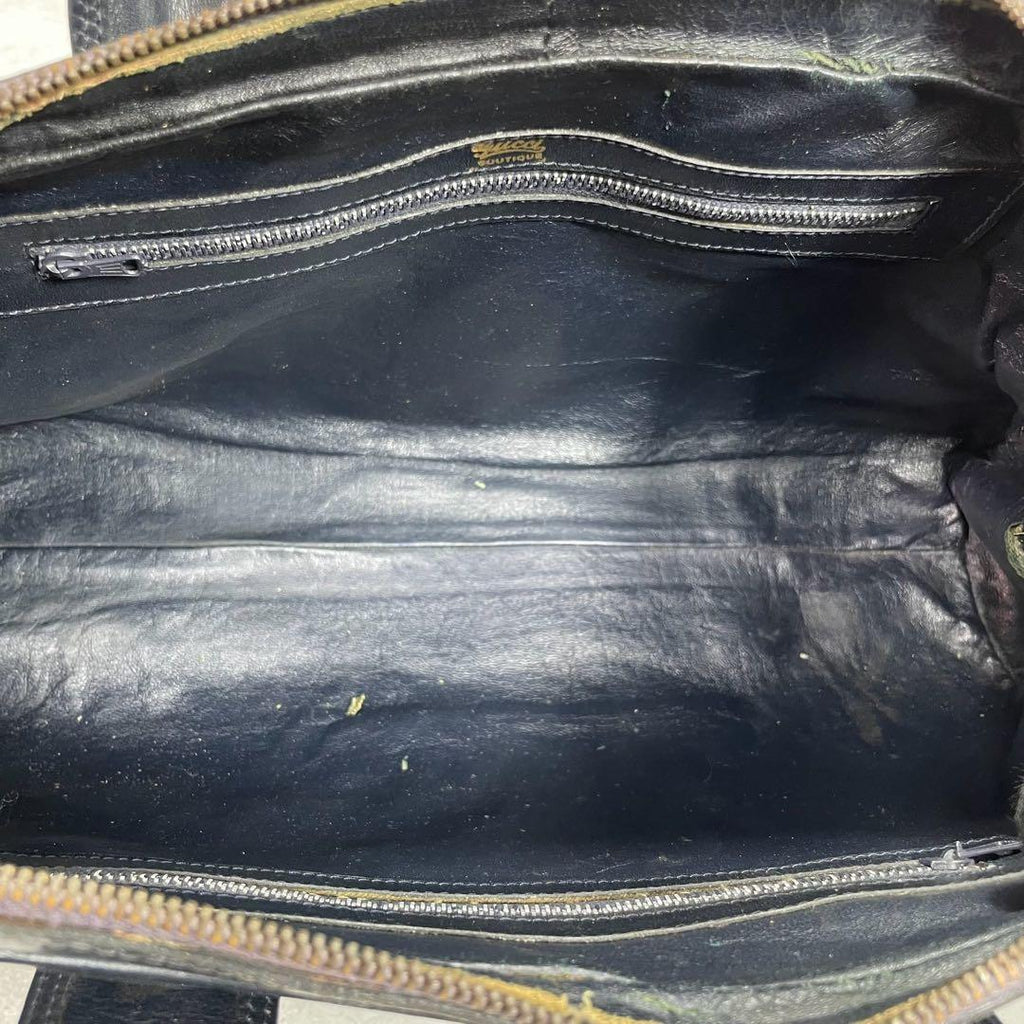 Gucci Handbag Black Leather Logo Gold — view 5