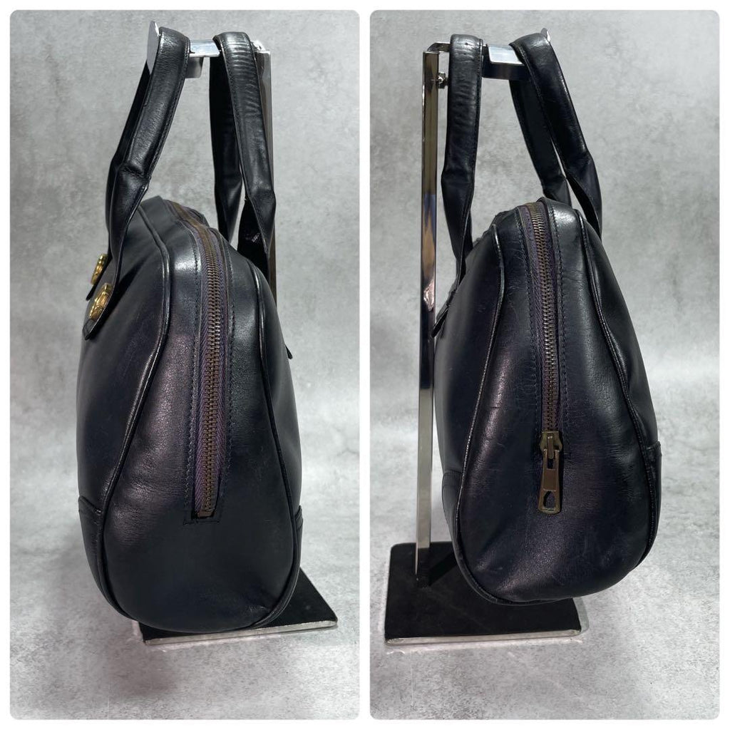 Gucci Handbag Black Leather Logo Gold — view 8