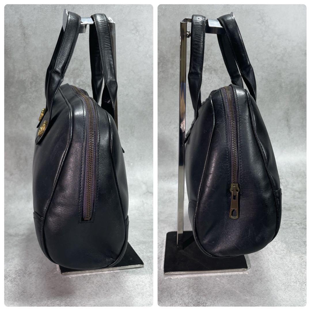 Gucci Handbag Black Leather Logo Gold — view 8