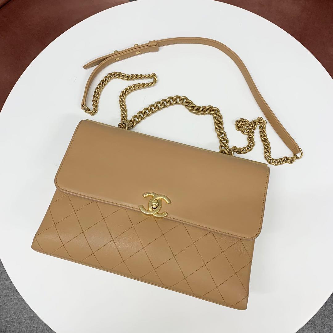 Chanel Quilted Turnlock CC Logo Leather Shoulder — view 5