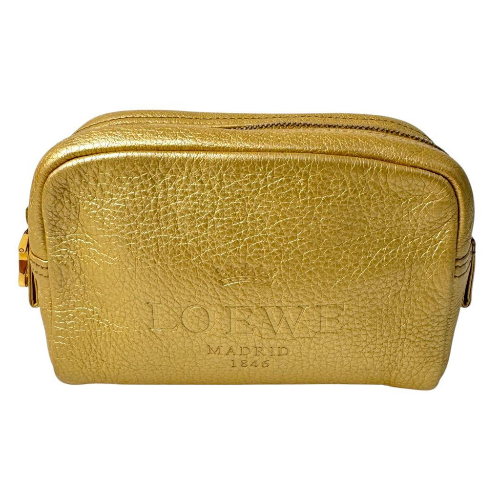 Loewe Pouch Heritage Gold Leather Cosmetic Case — view 2