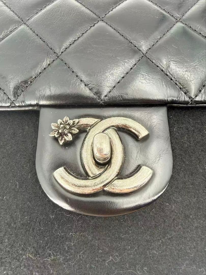 Chanel Leather Wool Felt Quilted Flap Bag — view 3