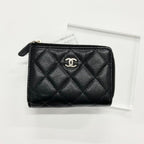 Chanel Caviar Leather CC Logo Quilted Classic Trifold Wallet — view 2