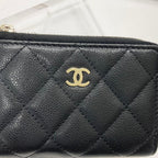 Chanel Caviar Leather CC Logo Quilted Classic Trifold Wallet — view 4