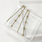 Celine Triomphe Pearl Long Earrings Gold — view 2