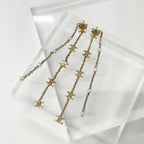 Celine Triomphe Pearl Long Earrings Gold — view 3