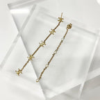 Celine Triomphe Pearl Long Earrings Gold — view 4