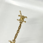 Celine Triomphe Pearl Long Earrings Gold — view 5