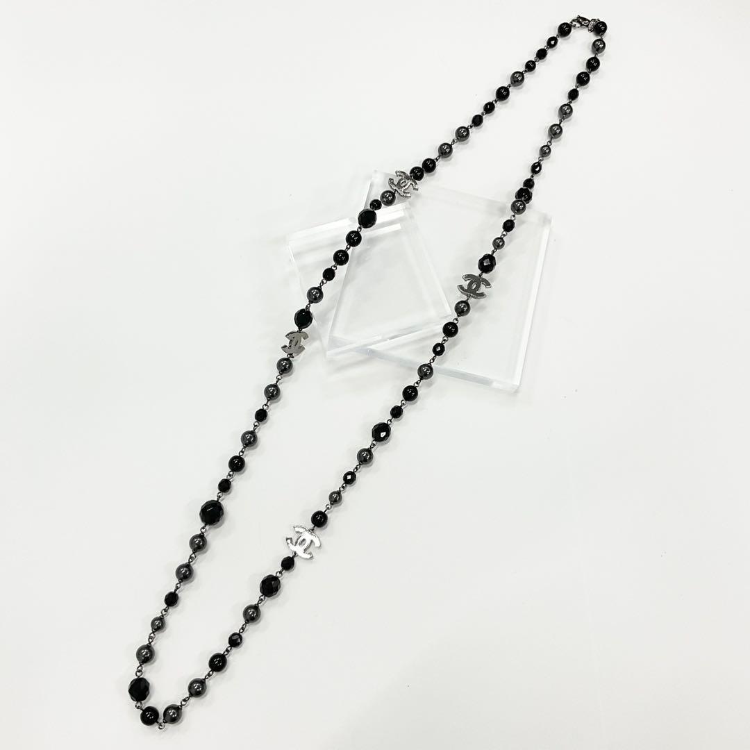 Chanel Necklace CC Logo Pearl Long Black — view 2