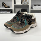 Chanel CC Logo Mesh Suede Leather Sneakers Brown — view 3