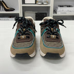Chanel CC Logo Mesh Suede Leather Sneakers Brown — view 4