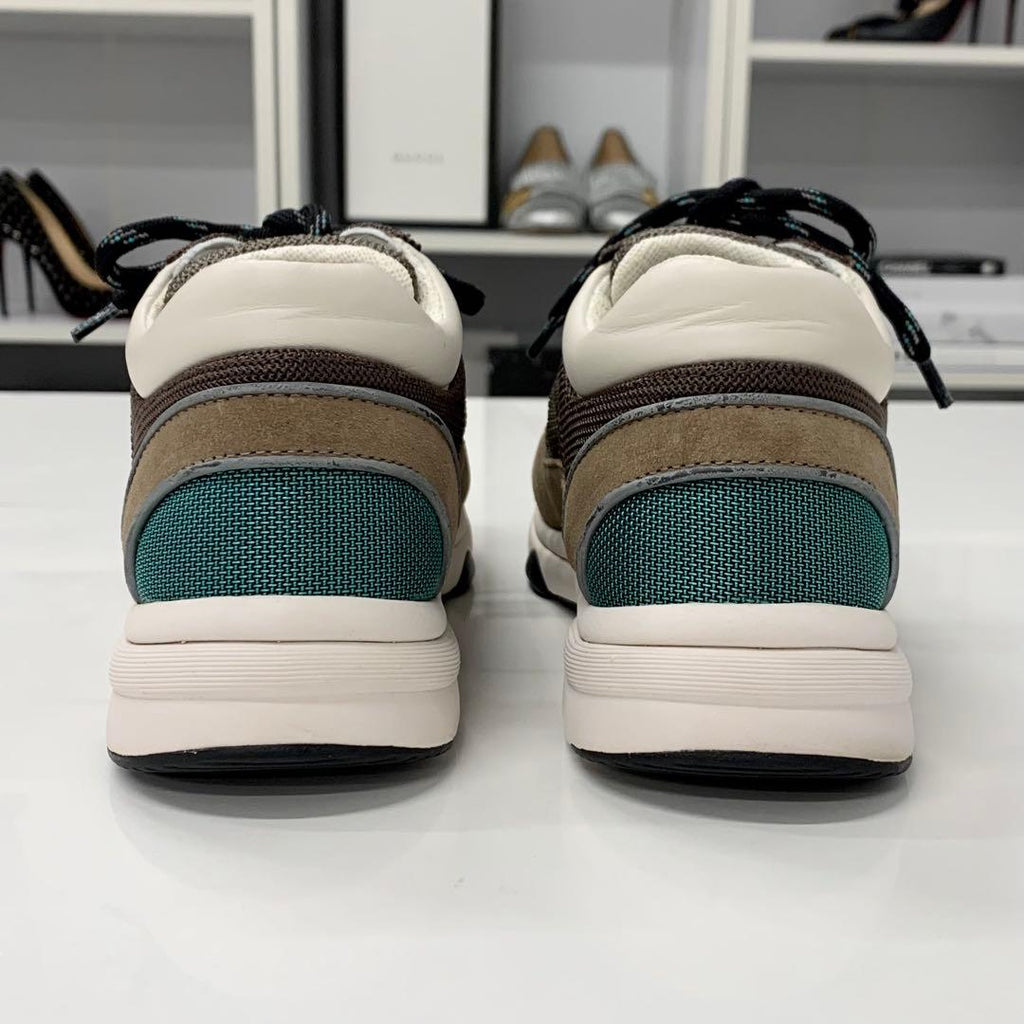 Chanel CC Logo Mesh Suede Leather Sneakers Brown — view 6