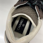 Chanel CC Logo Mesh Suede Leather Sneakers Brown — view 8