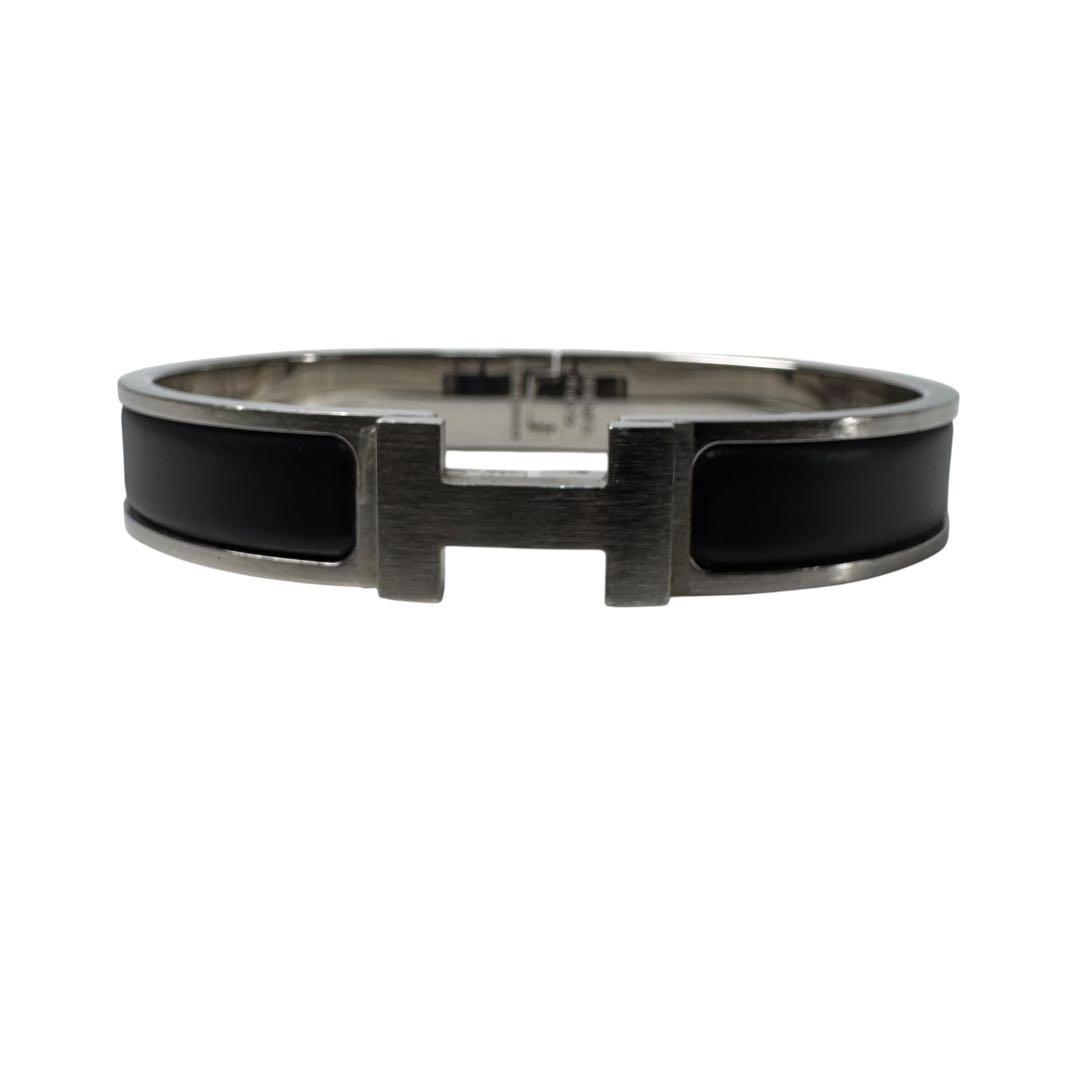 Hermes Click Bracelet Black Silver Large — view 2
