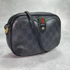 Gucci GG Sherry Line Shoulder Bag Black Leather