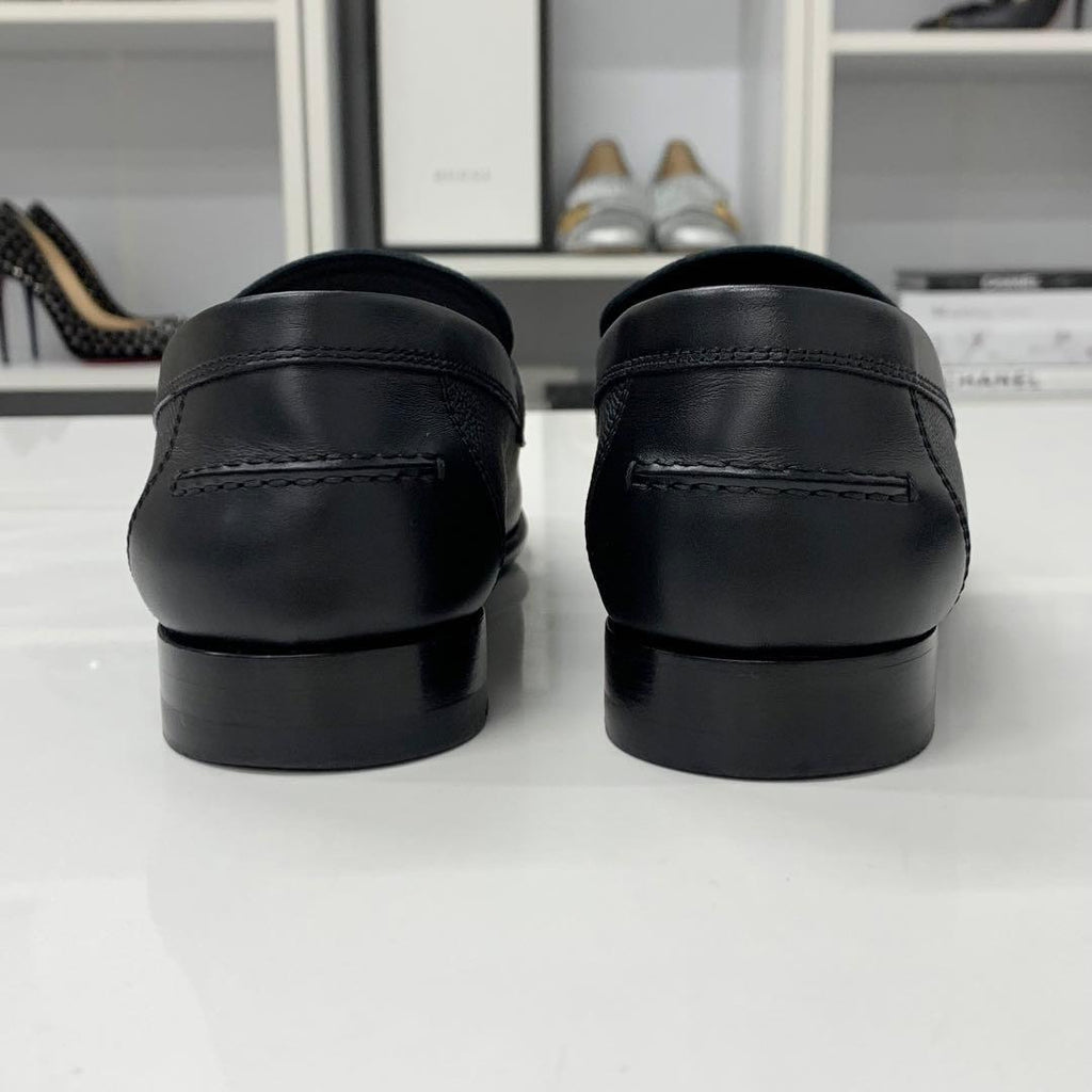 Hermes Destin Leather Kelly Loafers Black — view 5