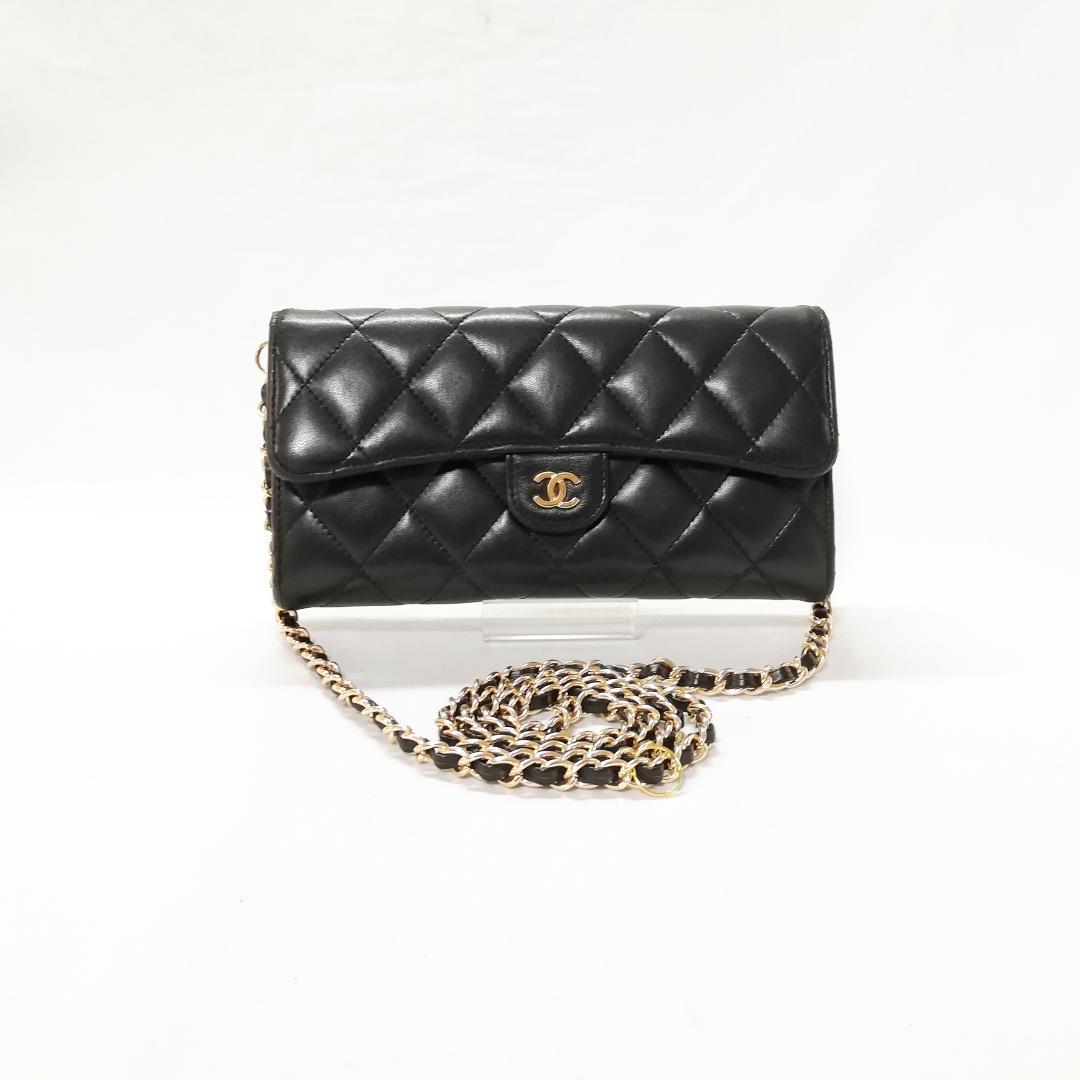 Chanel Lambskin Quilted Wallet Chain Shoulder