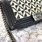 Chanel Boy Bicolor Black Silver Shoulder — view 3