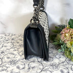 Chanel Boy Bicolor Black Silver Shoulder — view 6