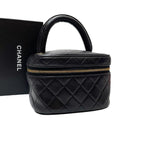 Chanel Quilted Lambskin Hand Bag Vanity Black