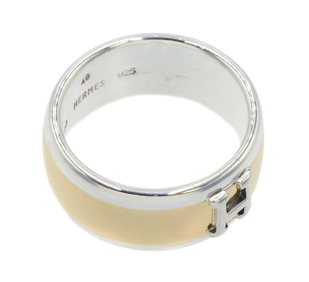 Hermes 49 18k Yellow Gold Logo Ring