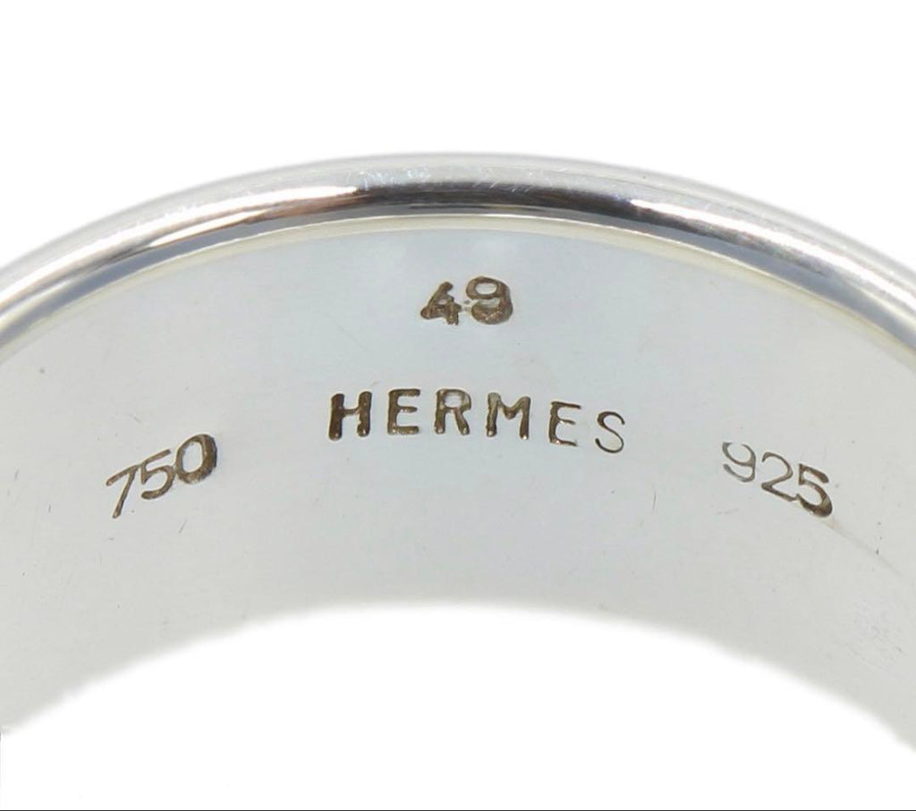 Hermes 49 18k Yellow Gold Logo Ring