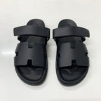 Hermes Chypre Leather Velcro Strap Flat Sandals — view 2