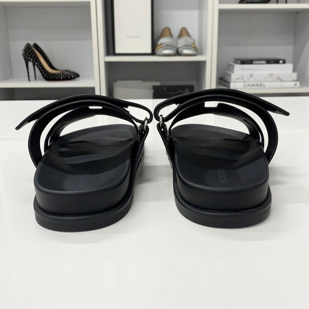 Hermes Chypre Leather Velcro Strap Flat Sandals — view 5