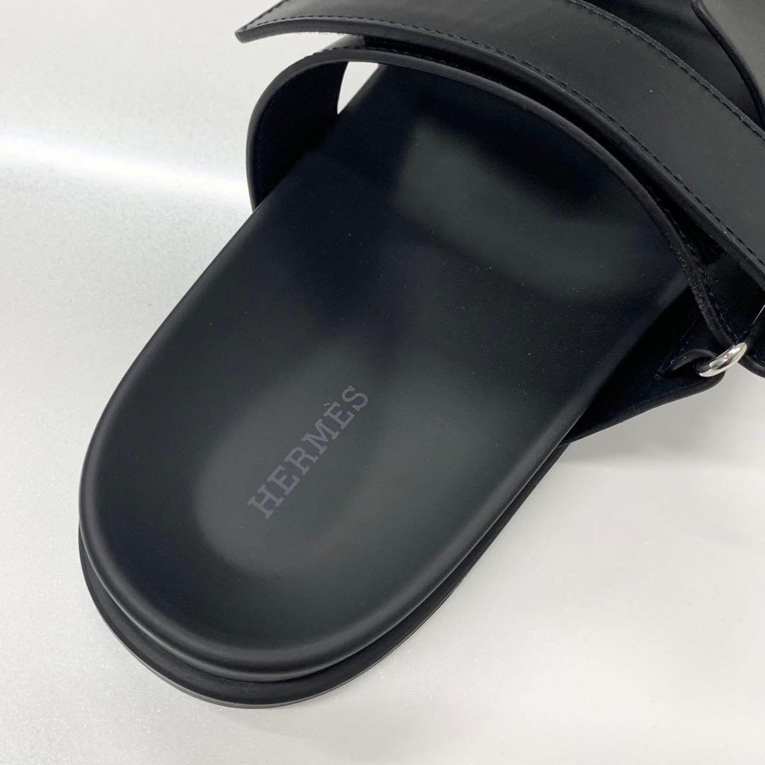 Hermes Chypre Leather Velcro Strap Flat Sandals — view 7