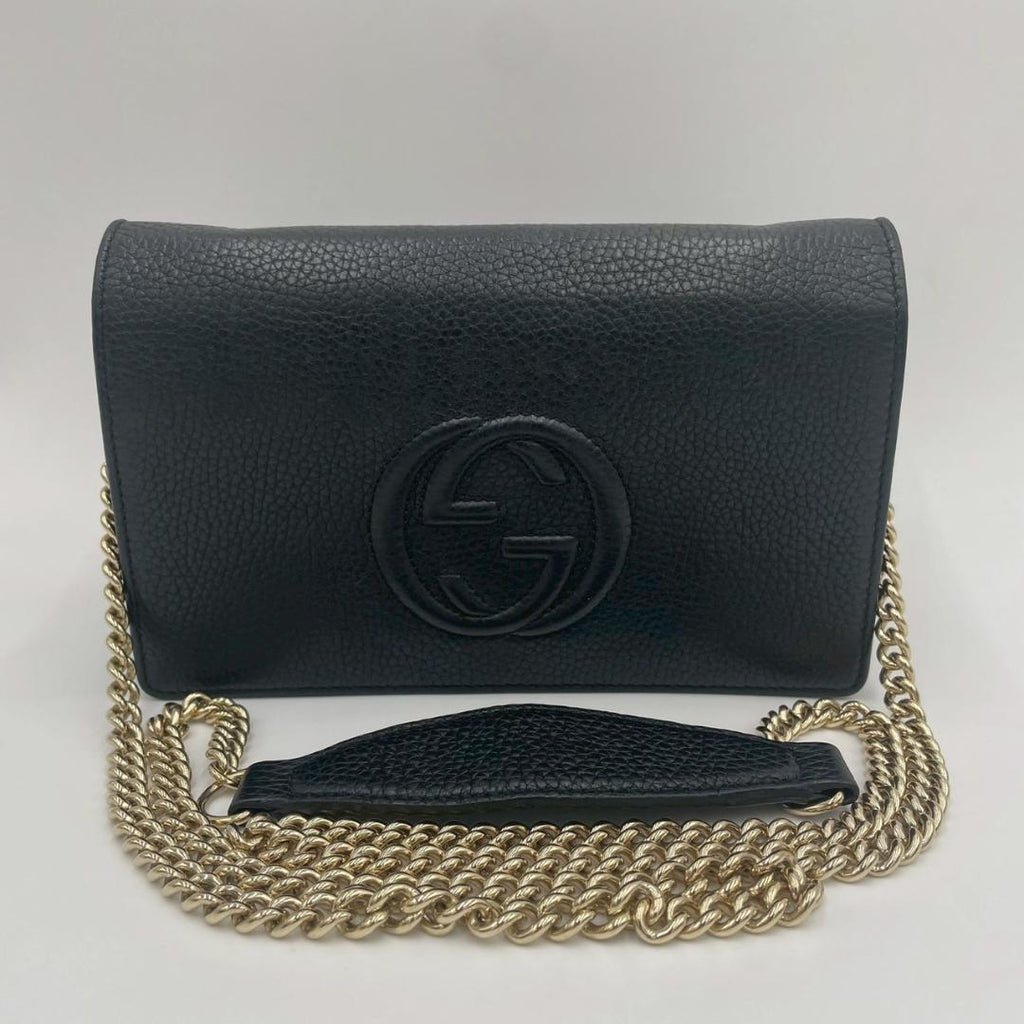 Gucci Soho Leather Chain Wallet Black Shoulder Bag