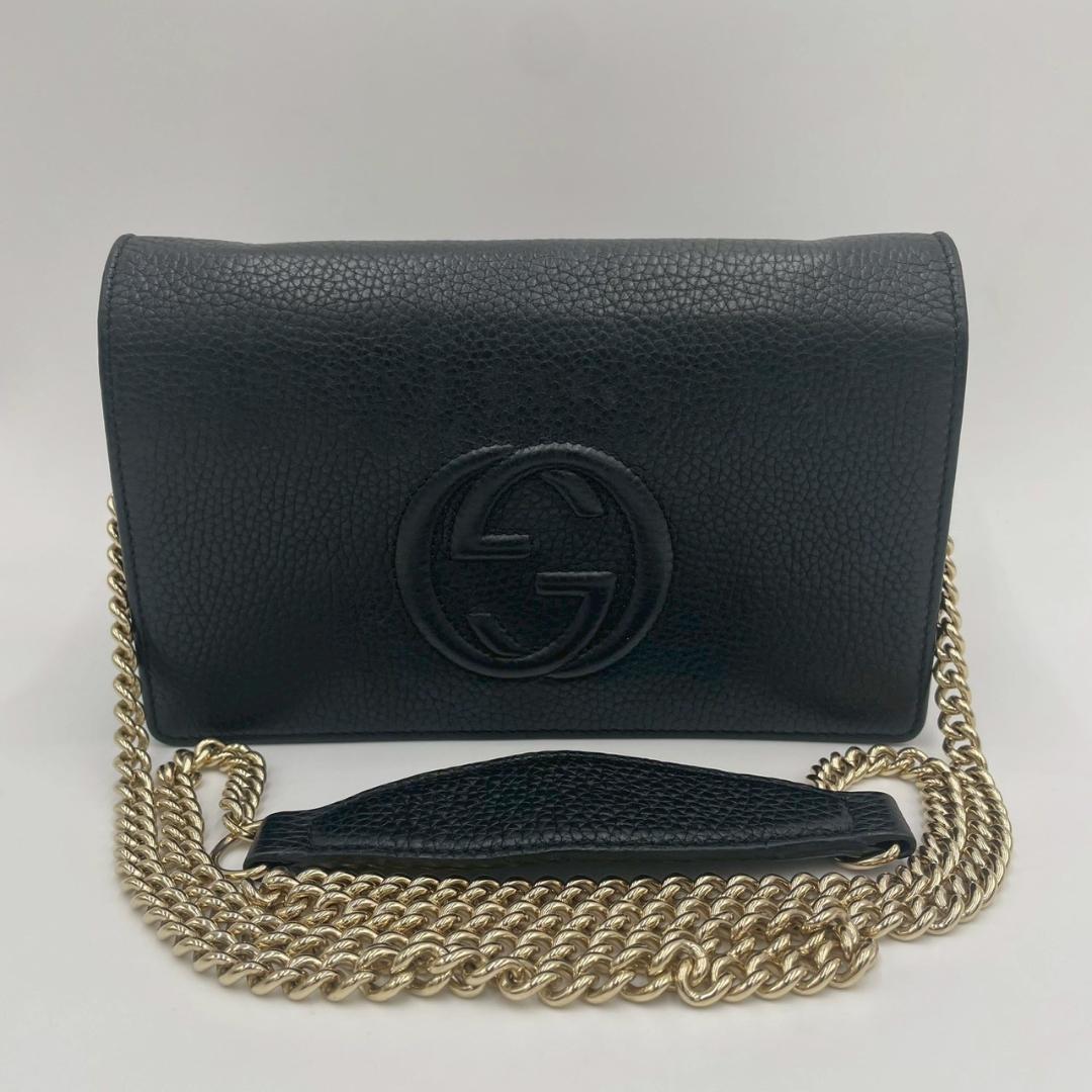 Gucci Soho Leather Chain Wallet Black Shoulder Bag