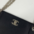 Chanel Caviar Leather CC Logo Chain Tote Black — view 4