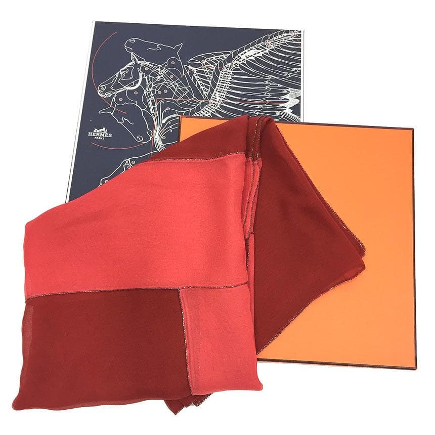 Hermes Scarf Muslin H Beaded Embroidery Shawl Aq9223 — view 3