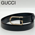 Gucci Vintage Belt Gold and Black Leather