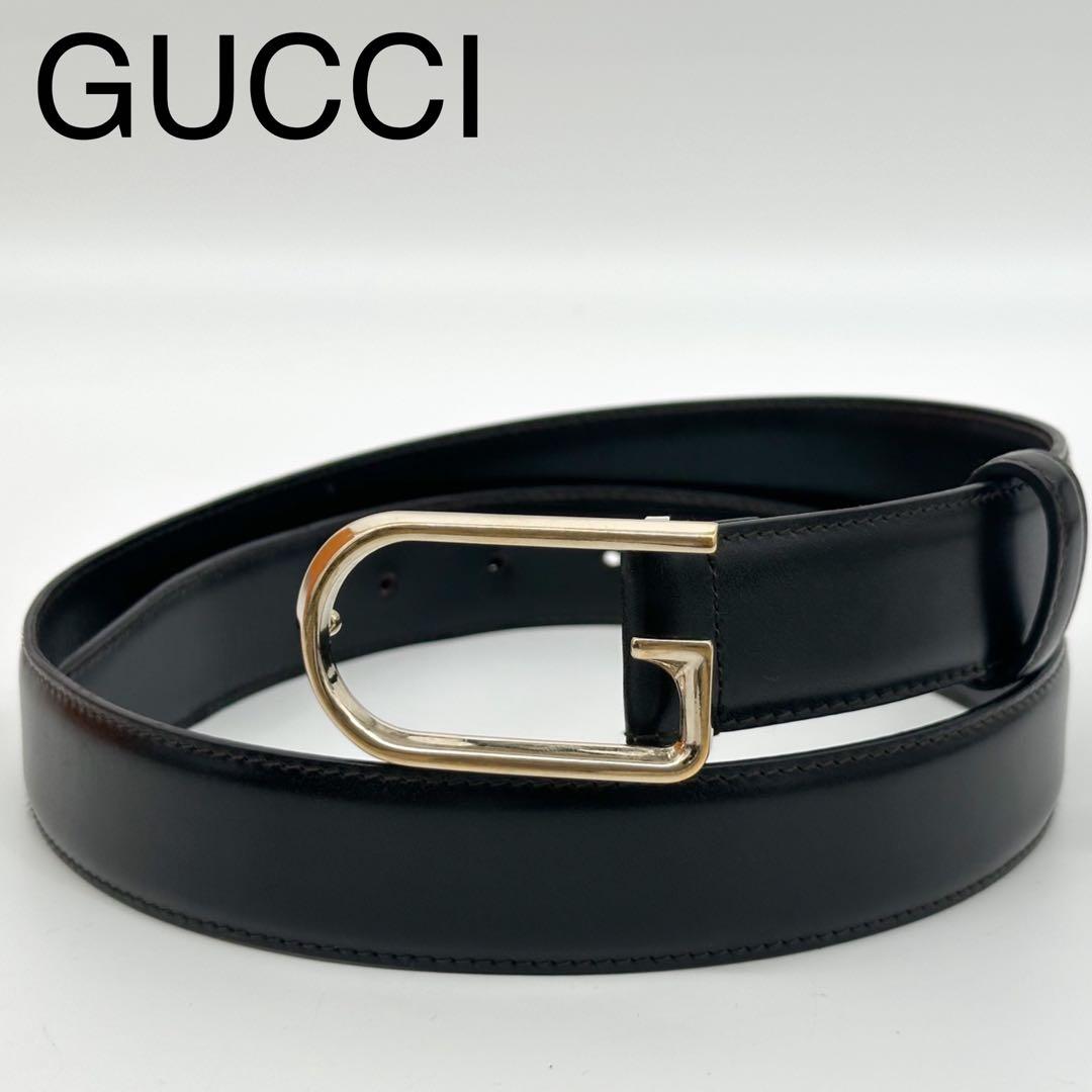 Gucci Vintage Belt Gold and Black Leather