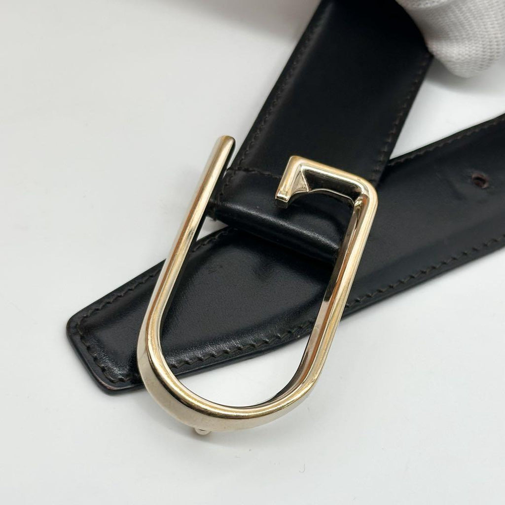 Gucci Vintage Belt Gold and Black Leather — view 4