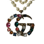 Gucci GG Logo Necklace Faux Pearl Color Stone — view 4