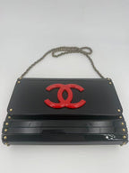 Chanel Acrylic Flap Bag Black Red CC — view 2