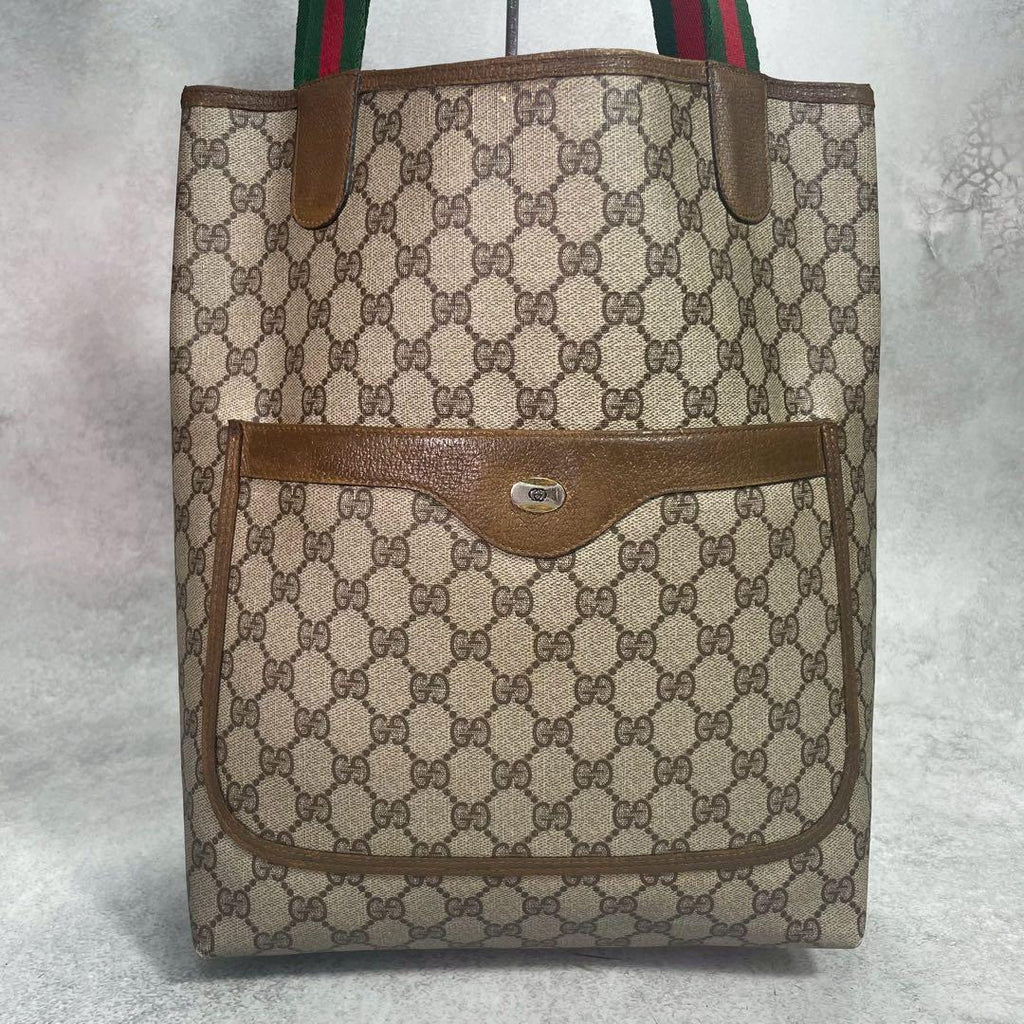 Gucci GG Sherry Line Tote Brown Leather Logo — view 2