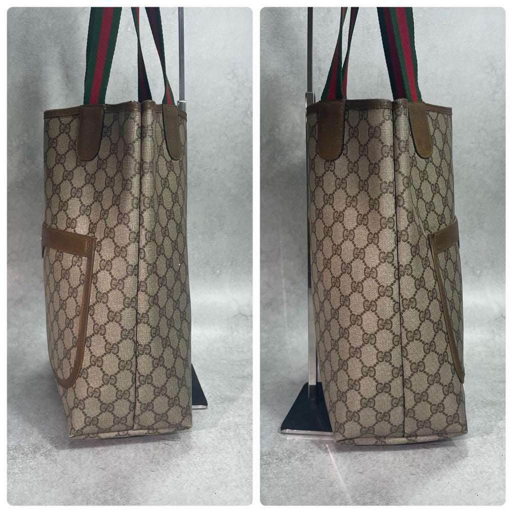 Gucci GG Sherry Line Tote Brown Leather Logo — view 7