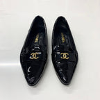 Chanel CC Logo Patent Loafers Black — view 2