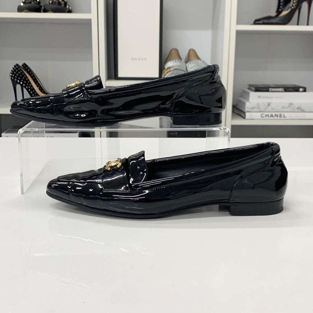 Chanel CC Logo Patent Loafers Black — view 3