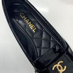 Chanel CC Logo Patent Loafers Black — view 7