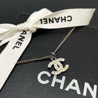 Chanel CC Logo Rhinestone Necklace Icon Coco
