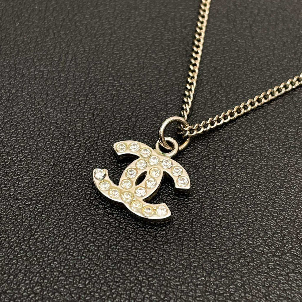Chanel CC Logo Rhinestone Necklace Icon Coco — view 2