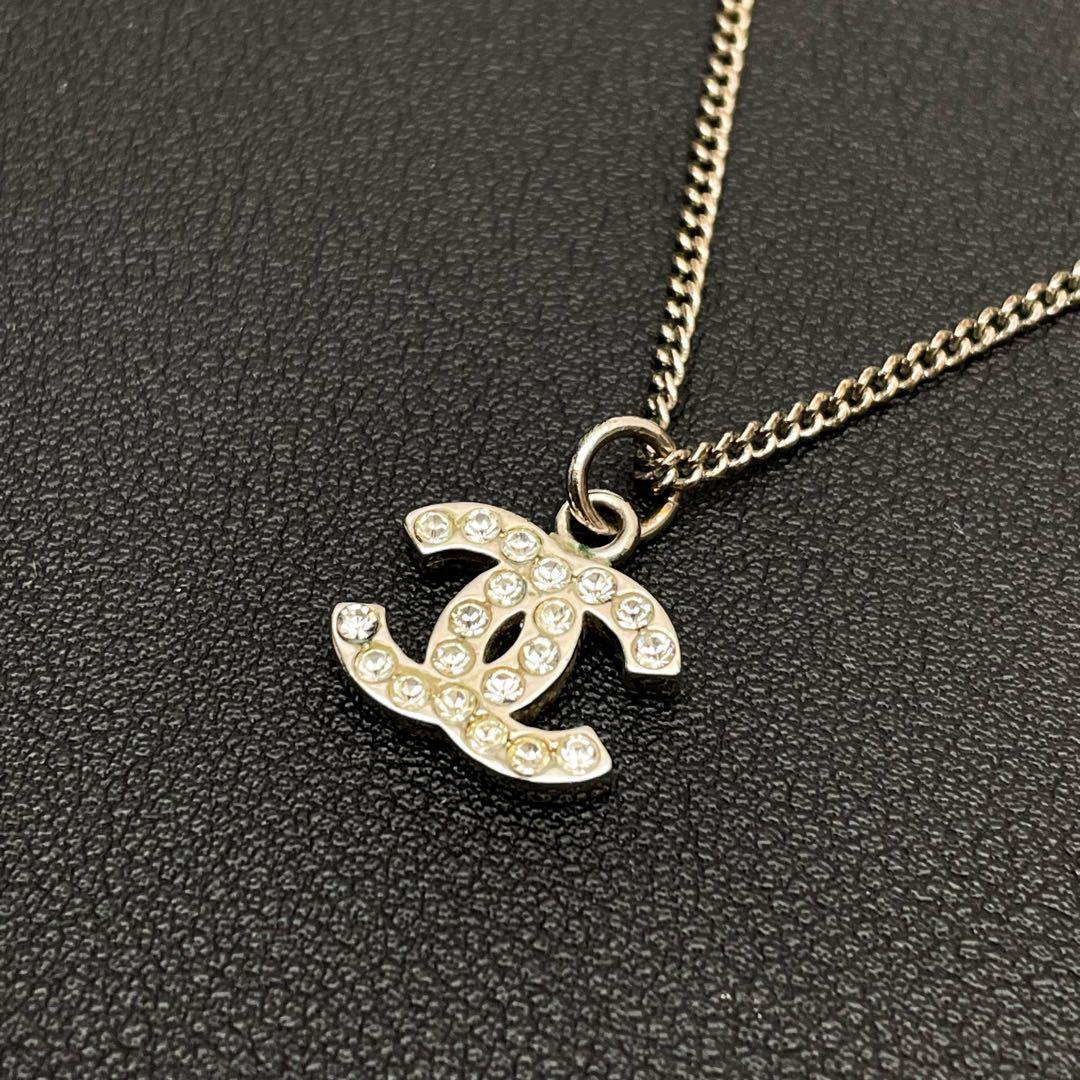 Chanel CC Logo Rhinestone Necklace Icon Coco — view 2