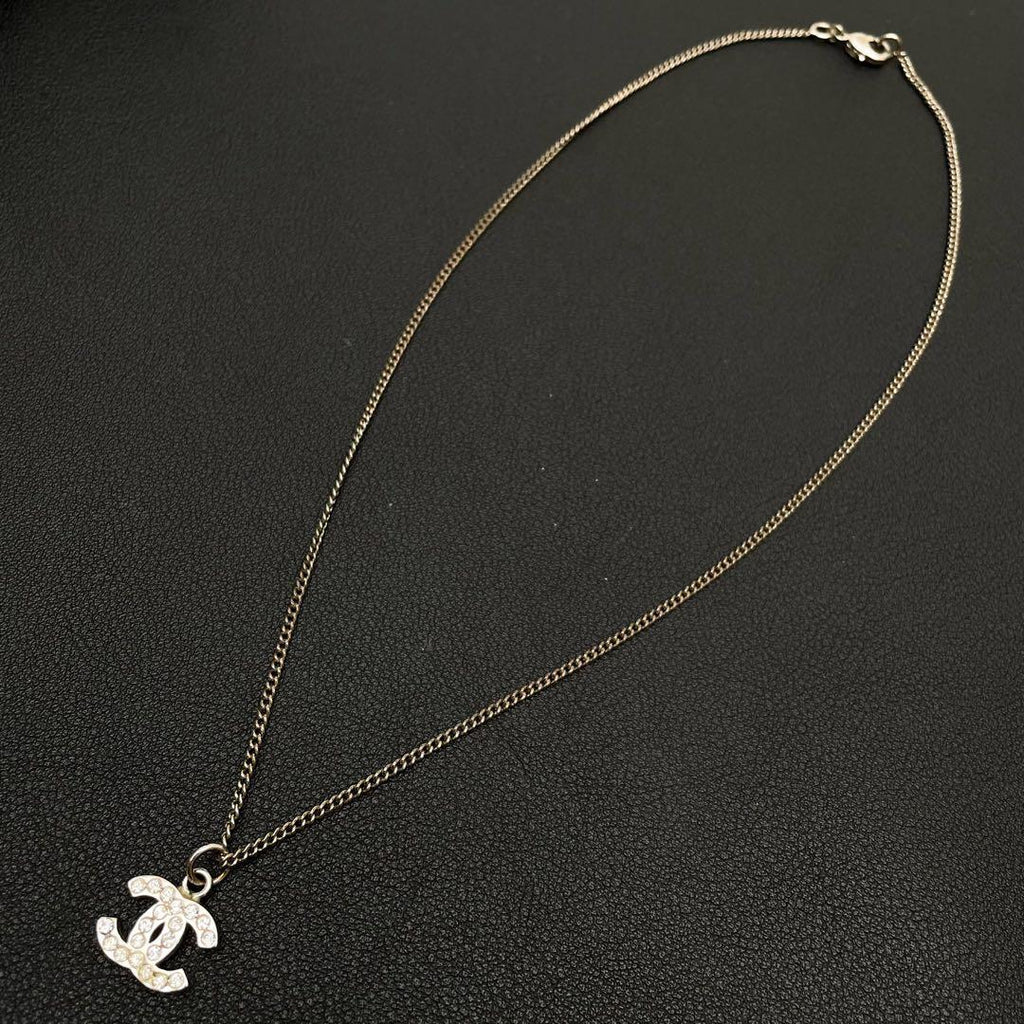 Chanel CC Logo Rhinestone Necklace Icon Coco — view 4