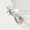 Chanel Earrings CC Logo N5 Pearl Rhinestone Hoop