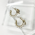 Chanel Earrings CC Logo N5 Pearl Rhinestone Hoop — view 2
